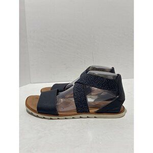 Sorel Ella II navy blue sandals elastic ankle excellent nocturnal sea salt size1